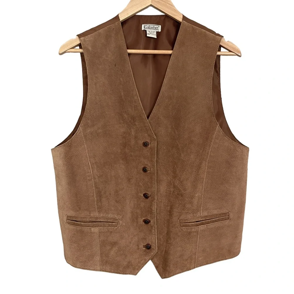Vintage Leather Vest Men‎ Brown Classic Steampunk Professor Academia Size Large - Picture 13 of 13